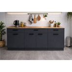 Tdesigno Tans Mutfak 3 Çekmeceli 4 Kapaklı Alt Modül 200 Cm - Çok Amaçlı Dolap -tezgah Dahil Antrasit