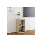 Tdesigno Tdesıgno Ay Kitaplık- Televizyon Sehpası - Ünitesi -Meşe Beyaz 30 Cm 2 Raflı