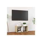 Tdesigno Tdesıgno Ay Televizyon Sehpası - Ünitesi -kitaplık-meşe Beyaz 72 Cm 2 Raflı Çam