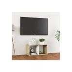 Tdesigno Tdesıgno Ay Televizyon Sehpası - Ünitesi -Kitaplık-Meşe Beyaz 72 Cm 2 Raflı