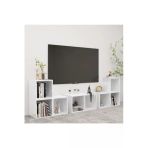 Tdesigno Tdesıgno Gülan Kitaplıklı Televizyon Sehpası - Ünitesi -Kitaplık-Beyaz 180 Cm 8 Raflı