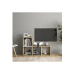 Tdesigno Tdesıgno Maya Kitaplıklı Televizyon Sehpası Ünitesi Kitaplık Meşe Beyaz 90 Cm 4 Raflı