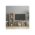 Tdesigno Tdesıgno Onur Kitaplıklı Televizyon Sehpası - Ünitesi -kitaplık-meşe Beyaz 120 Cm 6 Raflı Çam
