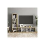 Tdesigno Tdesıgno Rengul Kitaplıklı Televizyon Sehpası - Ünitesi -kitaplık Meşe-beyaz 150 Cm 8 Raflı Çam
