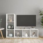 Tdesıgno Tolga Kitaplıklı Televizyon Sehpası - Ünitesi -kitaplık-beyaz 120 Cm 6 Raflı