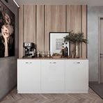 Tdesigno Twist Mutfak 3 Kapaklı Alt Modül -150 cm - Çok Amaçlı Dolap -Beyaz-Tezgah Dahil