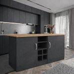 Tdesigno Wanda 2 Kapakli Mutfak Adasi - Çok Amaçli Dolap - Hazir Mutfak Dolabi - Erzak - Kiler Dolabi - Antrasit-atlantikçam Tezgahlı