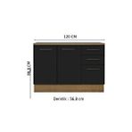 Tdesigno Yale Mutfak Alt Modül 3 Çekmeceli -2 Kapaklı-120 Cm -tezgah Dahil Antrasit