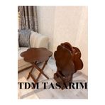 tdmtasarım Çanta Zigon Sehpa 4'lü Ceviz Boyalı Tamamı MDF Papatya Model