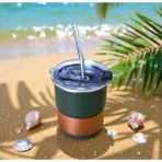 Tea Escape Mate - Bitki Çayı - Matcha Bardağı – Sürdürülebilir Paslanmaz Çelik Bardak (260 Ml) Pipet ve Temizleme fırçası ile birlikte - 0,28 lt - Yeşil