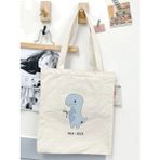 Tea-Rex, Y2k Pinterest Unisex Tearex Bez Çanta Tote Bag, Shopper Bag - 10D-Krem