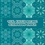 Teal Kaleidoscope: Scrapbook Paper: 20 Double Sided Craft Paper For Origami & Decoupage: | Decorative Scrapbooking Paper Pad