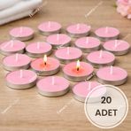 Tealight Mum - Kırmızı Küçük Yuvarlak Sevgililer Günü Yer Ve Masa Mumu 20 Adet (Pembe)