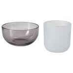 Tealight mumluk, gri-buzlu cam, 2 adet