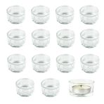 Tealight mumluk, küçük, 15'li paket, cam tealight mumluk, 4,5 cm çapında mum bardakları, tealight cam, mumlar için bardaklar, düğün, doğum günü, parti, masa dekorasyonu için mum kavanozu