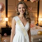 Team Bride Kuşak Beyaz Zemin Üzeri Gold Varaklı Lüks Karton Yazılı Kuşak