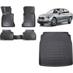 Team Car Bmw 5 Serisi F10 2010 Model 3D Bagaj Havuzu+3d Havuzlu Araca Özel Paspas Takımı - Siyah - Siyah