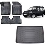 Team Car Citroen Berlingo 2004 Model 3D Bagaj Havuzu+3d Havuzlu Araca Özel Paspas Takımı - Siyah - Siyah