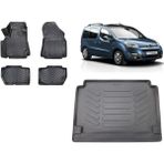 Team Car Citroen Berlingo 2017 Model 3D Bagaj Havuzu+3d Havuzlu Araca Özel Paspas Takımı - Siyah - Siyah