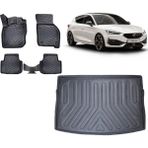 Team Car Cupra Leon Üst Kademe 2023 ve Sonrası Bagaj Havuzu+3d Havuzlu Araca Özel Paspas Takımı - Siyah - Siyah