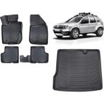 Team Car Dacia Duster 2WD 2011 Model 3D Bagaj Havuzu+3d Havuzlu Araca Özel Paspas Takımı - Siyah - Siyah