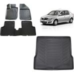 Team Car Dacia Logan Sedan 2010 Model 3D Bagaj Havuzu+3d Havuzlu Araca Özel Paspas Takımı - Siyah - Siyah