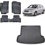 Team Car Hyundai Accent Era 2010 Model 3D Bagaj Havuzu+3d Havuzlu Araca Özel Paspas Takımı - Siyah - Siyah