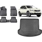 Team Car Nissan Qashqai +2 2012 (7 Koltuk) Model 3D Bagaj Havuzu+3d Havuzlu Araca Özel Paspas Takımı - Siyah - Siyah