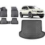 Team Car Nissan Qashqai +2 2013 (7 Koltuk) Model 3D Bagaj Havuzu+3d Havuzlu Araca Özel Paspas Takımı - Siyah - Siyah