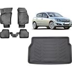 Team Car Opel Astra H Hatchback 2009 Model 3D Bagaj Havuzu+3d Havuzlu Araca Özel Paspas Takımı - Siyah - Siyah