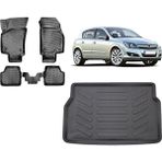 Team Car Opel Astra H Hatchback 2011 Model 3D Bagaj Havuzu+3d Havuzlu Araca Özel Paspas Takımı - Siyah - Siyah