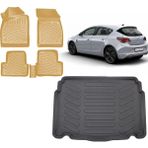 Team Car Opel Astra J Hatchback 2011 Model 3D Bagaj Havuzu+3d Araca Özel Bej Havuzlu Paspas Takımı - Siyah - Bej