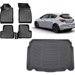 Team Car Opel Astra J Hatchback 2013 Model 3D Bagaj Havuzu+3d Havuzlu Araca Özel Paspas Takımı - Siyah - Siyah