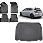 Team Car Opel Astra J Hatchback 2014 Model 3D Bagaj Havuzu+3d Havuzlu Araca Özel Paspas Takımı - Siyah - Siyah