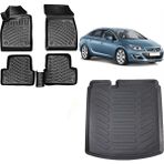 Team Car Opel Astra J Sedan 2014 Model 3D Bagaj Havuzu+3d Havuzlu Araca Özel Paspas Takımı - Siyah - Siyah
