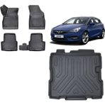 Team Car Opel Astra K 2021 Model Stepnesiz Tamir Kitli 3D Bagaj Havuzu+3d Havuzlu Araca Özel Paspas Takımı - Siyah - Siyah