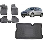 Team Car Opel Corsa C 2004 Model 3D Bagaj Havuzu+3d Havuzlu Araca Özel Paspas Takımı - Siyah - Siyah