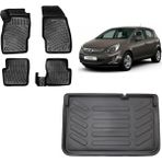 Team Car Opel Corsa D 2007 Model 3D Bagaj Havuzu+3d Havuzlu Araca Özel Paspas Takımı - Siyah - Siyah