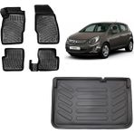 Team Car Opel Corsa D 2012 Model 3D Bagaj Havuzu+3d Havuzlu Araca Özel Paspas Takımı - Siyah - Siyah