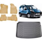 Team Car Peugeot Bipper 2020 Model 3D Bagaj Havuzu+3d Araca Özel Bej Havuzlu Paspas Takımı - Siyah - Bej