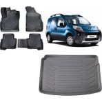 Team Car Peugeot Bipper 2022 Model 3D Bagaj Havuzu+3d Havuzlu Araca Özel Paspas Takımı - Siyah - Siyah