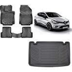 Team Car Renault Clio 4 2014 Model 3D Bagaj Havuzu+3d Havuzlu Araca Özel Paspas Takımı - Siyah - Siyah