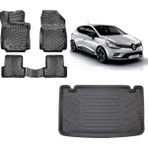 Team Car Renault Clio 4 2016 Model 3D Bagaj Havuzu+3d Havuzlu Araca Özel Paspas Takımı - Siyah - Siyah