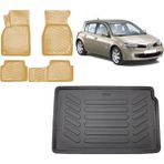 Team Car Renault Megane 2 Hatchback 2003 Model 3D Bagaj Havuzu+3d Araca Özel Bej Havuzlu Paspas Takımı - Siyah - Bej