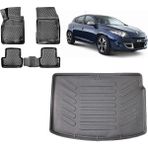 Team Car Renault Megane 3 Hatchback 2011 Model 3D Bagaj Havuzu+3d Havuzlu Araca Özel Paspas Takımı - Siyah - Siyah