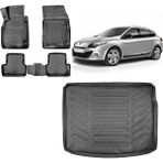 Team Car Renault Megane 3 Sporttourer 2015 Model 3D Bagaj Havuzu+3d Havuzlu Araca Özel Paspas Takımı - Siyah - Siyah