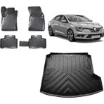 Team Car Renault Megane 4 2016 Model Sağ Cepli 3D Bagaj Havuzu+3d Havuzlu Araca Özel Paspas Takımı - Siyah - Siyah