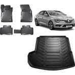 Team Car Renault Megane 4 Sedan 2019 Model Sol Kulaklı 3D Bagaj Havuzu+3d Havuzlu Araca Özel Paspas Takımı - Siyah - Siyah