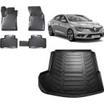 Team Car Renault Megane 4 Sedan 2020 Model Sol Kulaklı 3D Bagaj Havuzu+3d Havuzlu Araca Özel Paspas Takımı - Siyah - Siyah