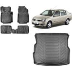 Team Car Renault Symbol 2003 Model 3D Bagaj Havuzu+3d Havuzlu Araca Özel Paspas Takımı - Siyah - Siyah